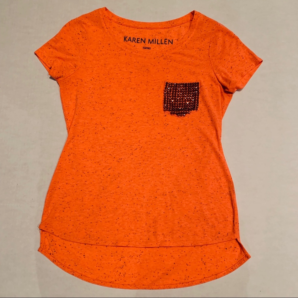 Karen Millen Neon Orange T-Shirt, Size 6